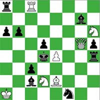 White: Ka1, Qg5, Rc8, Be2, Nd2, Nh6, Pe4 (7) Black: Kd4, Ra8, Rh4, Bc2, Bg7, Nf1, Pa6, Pb6, Pc3, Pd5, Ph5 (11)